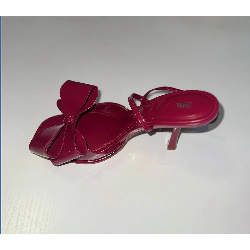 Zara Patent Effect Bow Sandals Size 39 - Picture 10 of 11